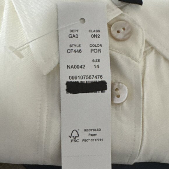 J.Crew women’s 14 Drapey Pleated Button Up Shirt Ivory Satin NWT - Picture 5 of 13